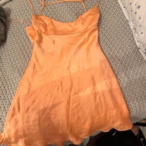 Zara Vibrant Orange Satin Dress